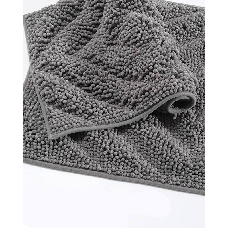 Bathroom Rugs Super Absorbent Non Slip Bath Mat,17" x 24", Grey On